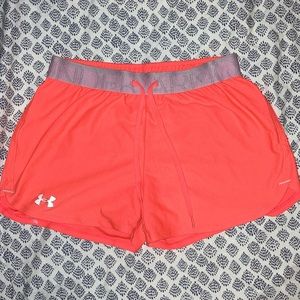 coral pink under armour running shorts